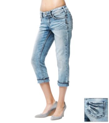 Silver Jeans Co. Aiko Slightly Curvy Fit Mid-Rise Capri Jeans