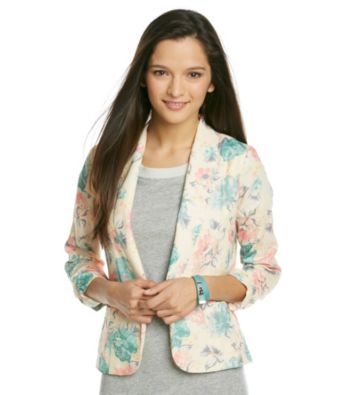 Eyeshadow® Juniors' Mint Floral Cinch Sleeve Blazer