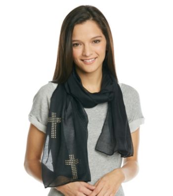 The Accessory Collective Studded Silver Cross Scarf