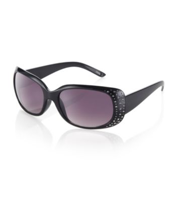 Icon Black Oval Sunglasses With Bling