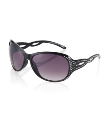Icon Black Large Lens Sunglasses With Bling Braided Sides
