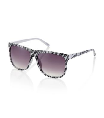 Icon Black And White Glitter Zebra Retro Style Sunglasses