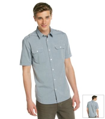 DKNY JEANS® Men's Blue Short Sleeve Contrast Woven