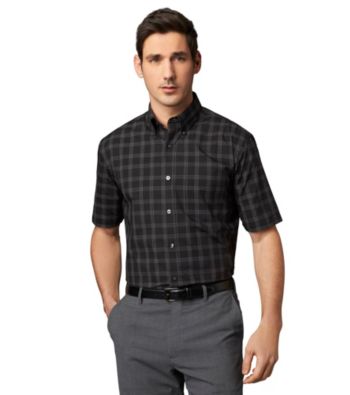 Van Heusen® Men's Black Short Sleeve Checkered Windowpane Woven