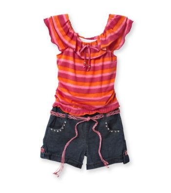 Jolt® Girls' 7-16 Pink Striped Peasant Top Romper with Belt