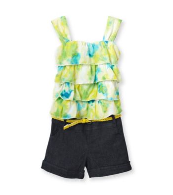 Jolt® Girls' 7-16 Yellow/Green Tiered Romper