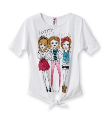 Beautees Girls' 7-16 White Team Fashion Screen Tee