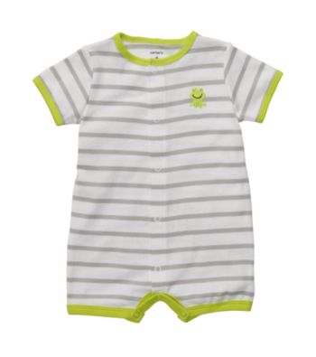 Carter's® Baby Boys' Green/White Striped Frog Romper