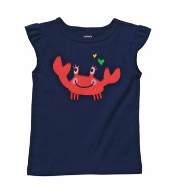 Carter's® Baby Girls' Navy Short Sleeve Crab Tee