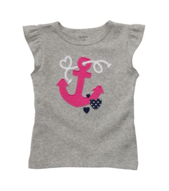 Carter's® Baby Girls' Grey Short Sleeve Anchor Tee