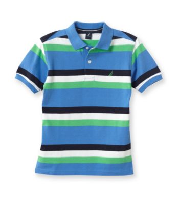 Nautica® Boys' 8-20 Blue Short Sleeve Striped Pique Polo