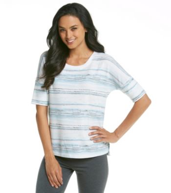 KN Karen Neuburger Inspire Knit Short Sleeve Top - Blue Stripe