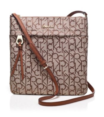 Calvin Klein Khaki/Brown Key Item Jacquard Crossbody