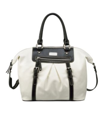 Nine West® White/Black Snake Charmer Large Satchel