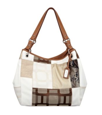 Nine West® Ecru Vegas Signs Patchwork Large Open Tote