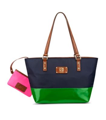 AK Anne Klein® Navy/Saddle/Lawn/Peony Petal Pushers Medium Tote