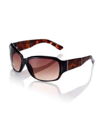 Nine West® Tortoise Plastic Rectangle Animal Print Temple Sunglasses