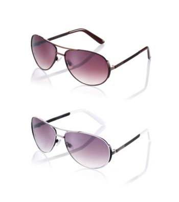 Nine West® Metal Aviator with Enamel Detail Sunglasses