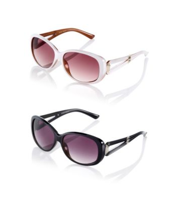 Nine West® Plastic Oval with Metal and Cut-Out Temple Sunglasses
