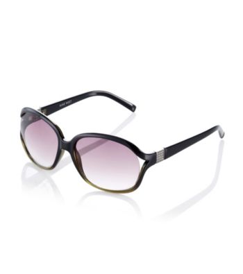 Nine West® Black Green Plastic Oval with Vented Lens Sunglasses