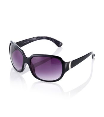 Nine West® Black Plastic Square with Metal Hinge Detail Sunglasses