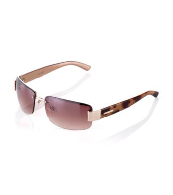Nine West® Gold Metal Semi-Rimless with Plastic Temples Sunglasses
