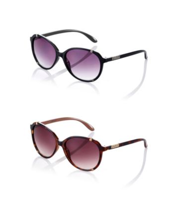 Nine West® Plastic Geometric Frame with Metal Detail Sunglasses