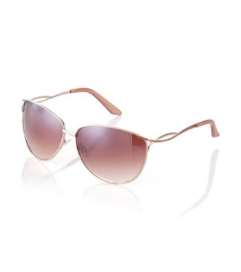 Nine West® Gold Metal Oval with Twisted Metal Temples Sunglasses