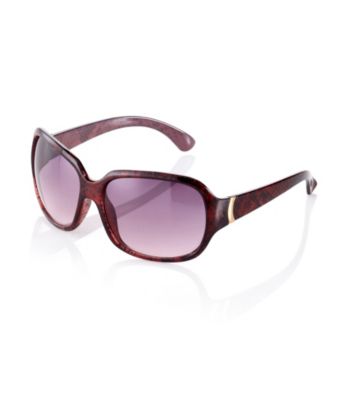 Nine West® Cranberry Snake Plastic Square with Metal Hinge Detail Sunglasses