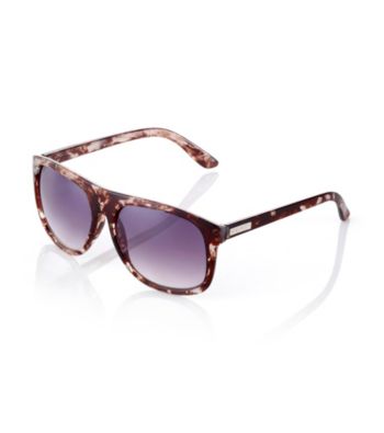 Nine West® Grey Marble Plastic Flat Top Aviator Sunglasses