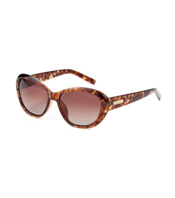 Nine West® Tortoise Plastic Cat Eye Sunglasses