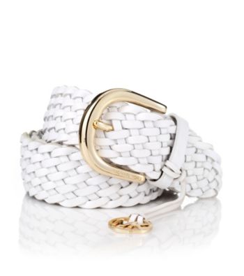 MICHAEL Michael Kors® White Braided Belt With Monogram Charm