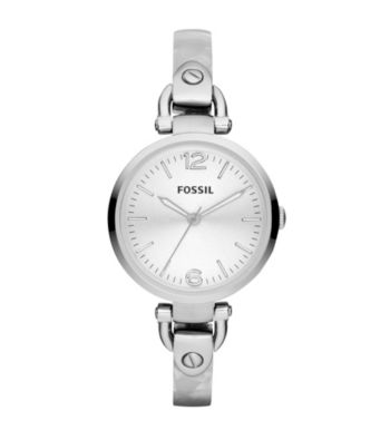 Fossil® Georgia Bangle Watch in Stainless Steel with Pearlized Bracelet