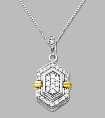 Sterling Silver/14K Gold .20 ct. t.w. Diamond Pendant