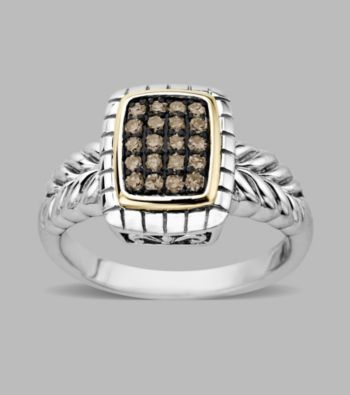 Sterling Silver/14K Gold .20 ct. t.w. Brown Diamond Ring