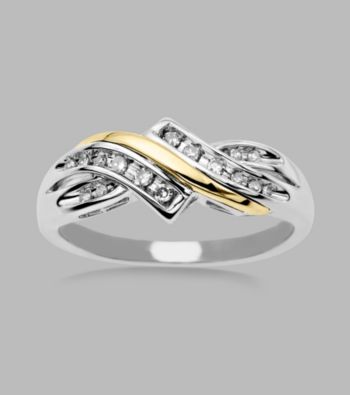 Sterling Silver/14K Gold .10 ct. t.w. Diamond Ring