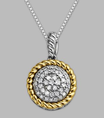 Sterling Silver/14K Gold .20 ct. t.w. Diamond Pendant