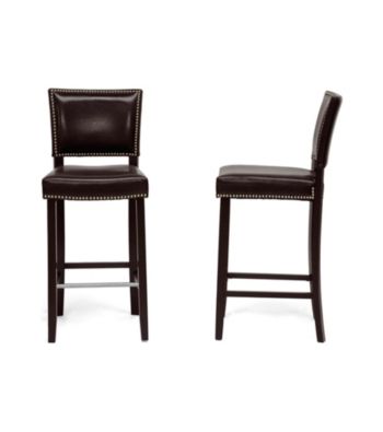 Baxton Studios Aries Set of 2 Modern Bar Stools with Nail Head Trim