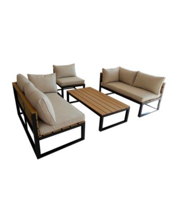 W. Designs Black 4-Piece All-Weather Outdoor Conversation Set with Cushions
