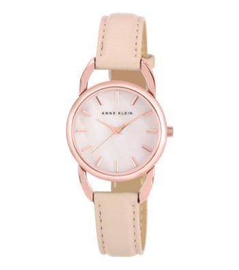 Anne Klein® Women's Rose Goldtone Blush Leather Watch