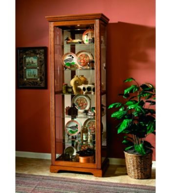 Pulaski Furniture Corporation® Two-Way Sliding Door Oak Finish Curio Cabinet