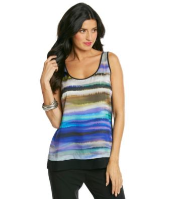 DKNY JEANS® Sleeveless Scoopneck Streak Print Tank