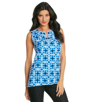 Jones New York Sport® Sleeveless Splitneck Printed Tank