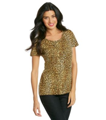 Jones New York Sport® Brown Multi Cheetah Print Tee