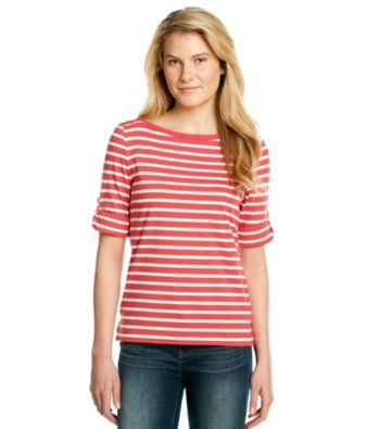 Jones New York Sport® Striped Tee With Buttoned Shoulders