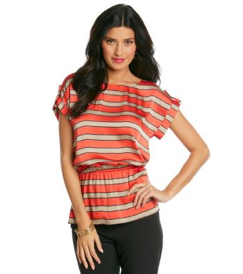 MICHAEL Michael Kors® Short Sleeve Boatneck Ascot Stripe Top