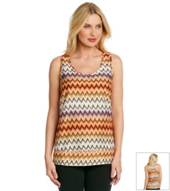 Tea Rose Sleeveless Scoopneck Zig-Zag Stripe Printed Tank