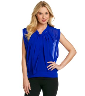 Tea Rose Sleeveless Tie Neck Solid Top