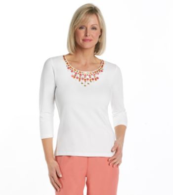 Ruby Rd.® Scoopneck Solid Beaded Top
