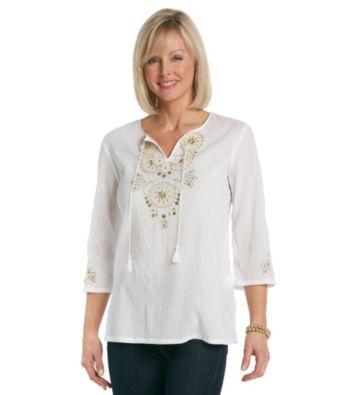 Alfred Dunner® Splitneck Embellished Top